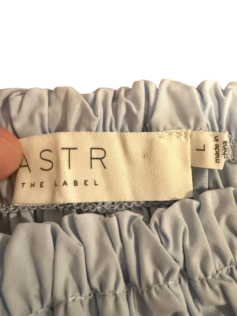 ASTR The Label Light Blue Smocked Puff Sleeve Peplum Top Size L